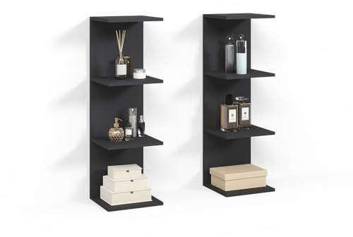 Livinity Wandregal Vesuvio, Schwarz, 30 x 95 cm | 2er Set