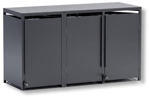 Metzler Lot de 3 boîtes à poubelles - Fonctionnement mains libres par pédale - 240 l - Revêtement de poubelle en acier revêtu par pulvérisation pour trois bacs - RAL 7016 anthracite