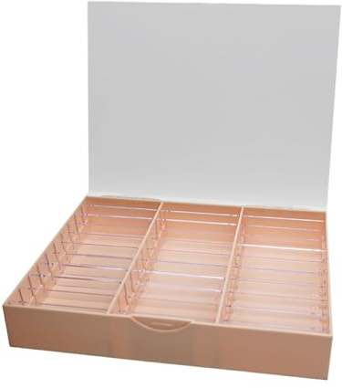 CYDZSRA Boîte de rangement premium pour faux ongles Rose 24 x 19 x 4.5 cm | en acrylique, dotée de 30 compartiments, idéale pour les faux ongles et les accessoires de nail art. , Rose , 24 x 19 x 4.5
