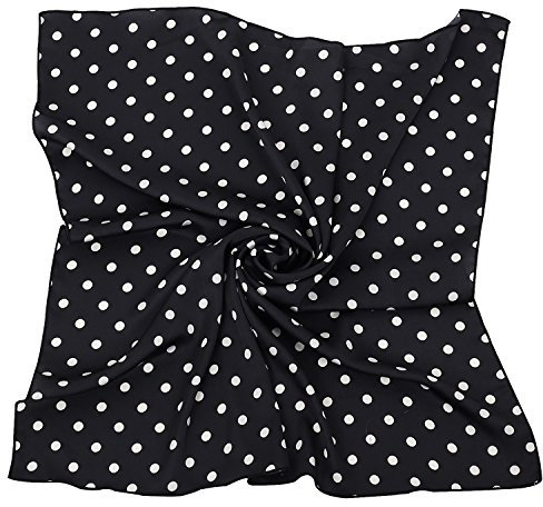 PB-SOAR Damen Mädchen Schal Halstuch Bandana Kopftuch mit Punkten, quadratisch Halstuch 70 x 70cm (Schwarz)