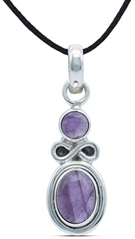 mantraroma Kettenanhänger 925 Silber Amethyst lila Stein Edelstein Damen Sterling Silber Halskette Anhänger Geschenk (MAH-075-01)