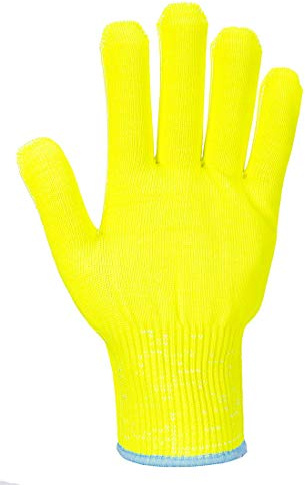 Portwest A688 Schnittschutz Handschuh Hitzebeständig Schnittfest Warnschutz | Gelb, XL, EN 388 Schnittstufe D, EN 407, EN ISO 21420 Fingerfertigkeit 4, Lebensmittelecht