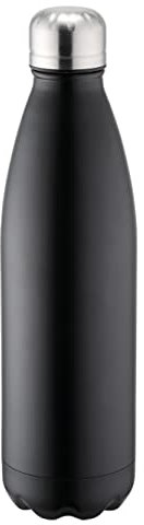 Weis 12999 Thermoflasche Isolierflasche Trinkflasche vakuumisoliet 1 L schwarz