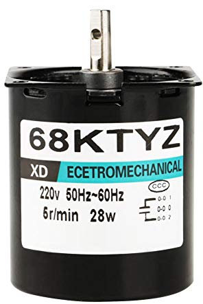 Akozon Motor de baja velocidad AC220V 28W 5-80r / min Motor síncrono de imán permanente en miniatura Motor síncrono de Imán Permanente Ajustable CW/CCW(5rpm)