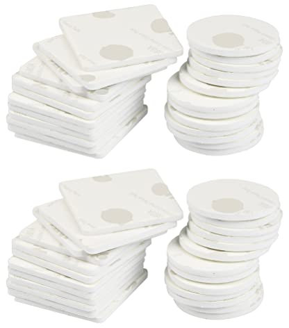 TIMESETL 150Stück Klebepads doppelseitiges Klebeband Schaumstoff EVA Quadrat (4cmx4cmx2,5mm) und Rund (3,5cmx3,5cmx2,5mm) Schaumband mit besonders starke Klebkraft - Weiß