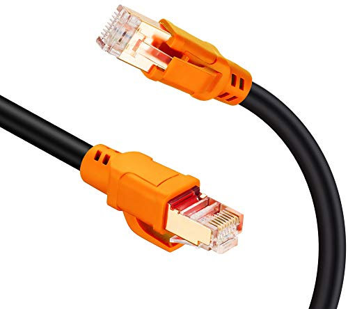 NC XQIN Câble Ethernet Cat 8 26 AWG RJ45 40 Gpbs/2000 MHz Câble blindé pour modem, routeur, PC, Mac, ordinateur portable, PS2, PS3, PS4, Xbox, et Xbox 360 7,6 m
