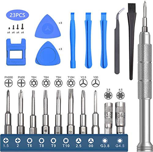 EasyTime Reparaturwerkzeug-Set kompatibel für PS4, Nintendo, Xbox One, 24-in-1 Triwing-Schraubendreher-Set, T6, T8, T9, T10, Torx-Gamebit, kompatibel für Switch Lite, Joycon, NES, SNES, GBA, 3ds,
