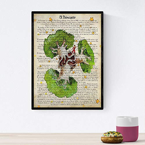 Nacnic Poster Der kleine Prinz für kleine Kinder. Prinz mit Baobab. Postere und Illustrationen für Kindergeschichten. A4-Format