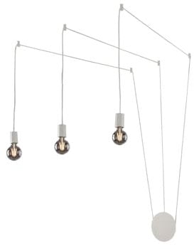 Außergewöhnliche Pendelleuchte 3-flammig Weiß Wandmontage - kunstvolle Designerlampe mit Distanzaufhängung
