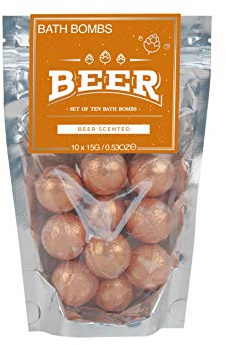 Gift Republic - 10 Bier Badebomben | Bierbad Badekugeln für die Badewanne 10 x | Bubble pearls in Bierl Duft | Bubble bathtub pearls | Geschenk zu Weihnachten, Geburtstag, Valentinstag