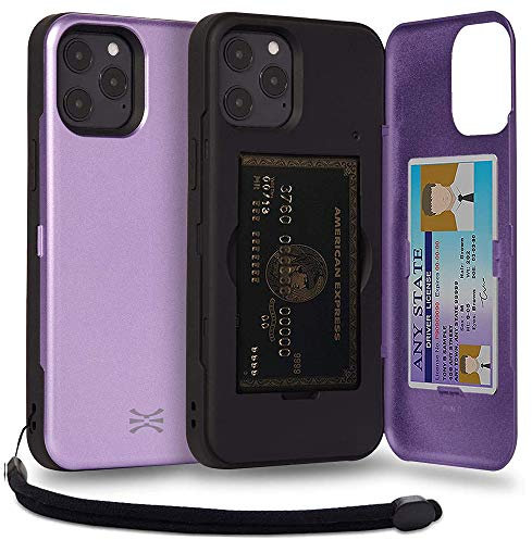 TORU CX PRO for iPhone 12 Pro Max Case Wallet | Protective Shockproof Heavy Duty Cover with Hidden Card Holder & Card Slot | Mirror & Wrist Strap Included - Purple