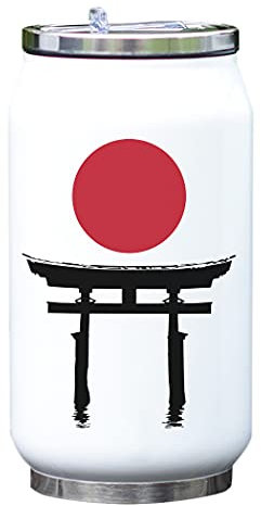 Sunrise Over Torii Gate Japón Minimalista Rising Sun Vacío Térmico Botella de bebidas Termo Blanco