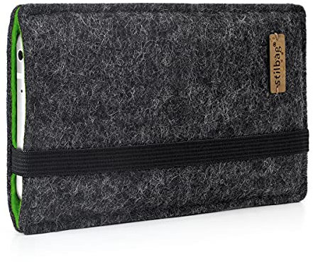 stilbag Handyhülle Finn für Apple iPhone 13 | Smartphone-Tasche aus Filz | Kompatible Schutzhülle | Handytasche Made in Germany (Anthrazit - grün)