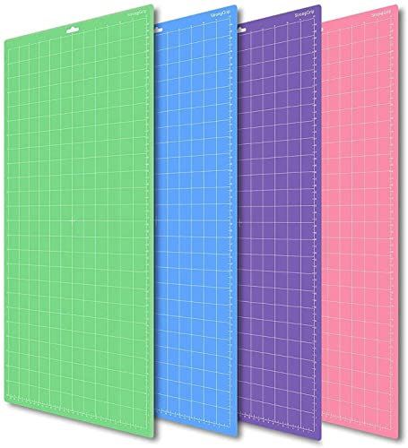 YADODO Lot de 4 Tapis de découpe 30,5 x 61cm pour Cricut Explore Air 2/Air/One/Maker StandardGrip/LightGrip/StrongGrip/FrabricGrip-Autocollants Multiples - Vert Bleu Violet Rose Tapis de coupe