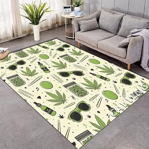 bailongma Weed Cannabis Marihuana Print Teppiche Weiche Flanell Teppiche Anti-Rutsch Großer Teppich Teppich Dekoration Für Wohnzimmer Schlafzimmer B3240 120×180CM