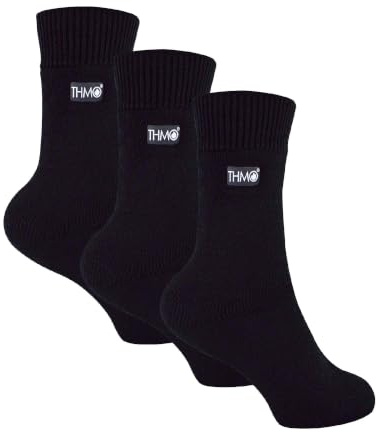 THMO 3 Pairs Multipack Kids Thermal Socks Ribbed Soft Top Fleece Fluffy Inner Warm Socks for Boys & Girls