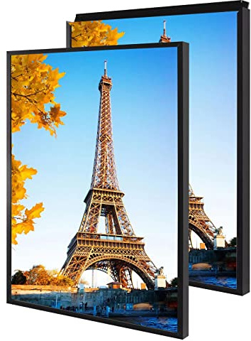 Podronale 24x36 Snap Frame Black Poster Frames Set of 2 Front-loading Frame Metal Click Frame,Coating Aluminum Profile with High Definition Plexiglass