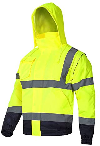 Lahti PRO Herren Warnschutzjacke | Größe: M | Farbe: Gelb | Winter Arbeitsjacke | Warnjacke | Wasserdicht | Winddicht | Reflexstreifen | Isoliert | 2in1 Ärmellose | EN ISO 13688 | EN ISO 20471
