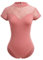 IMEKIS Damen Ballett Trikot Kurzarm Blumenspitze Ballettanzug Einfarbig Gymnastik Trikots mit Abnehmbaren BH-Polster Einteilig Tanz Body Sportlich Rückenfrei Ballerina Tanzkleidung Kostüm Ziegelrot S
