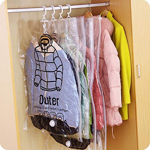 Vakuum-Aufbewahrungsbeutel, 4er-Pack Vakuumversiegelte, Platzsparende Beutel, Transparente Beutel für Kleidung mit Haken, Hängende Kleiderbeutel, Versiegelte Beutel, Kompressionsbeutel für(M)