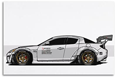 YIBIN JDM Poster für White RX8 Mazda Super Car Racing Car Sport Auto Poster Dekorative Malerei Leinwand Wandposter und Kunstbild Druck Moderne Familie Schlafzimmer Dekor Poster 40 x 60 cm