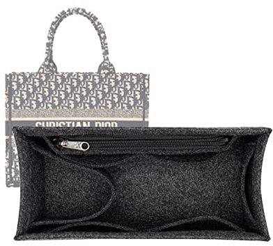 Lckaey Geldbörsen-Organizer für Bücher, Couchtisch, Dekoration, Tragetasche, mittlere Tasche, Organizer, Einsätze, kleine große Handtasche, Schwarz Grau, L/12.4*4.7*7.3in