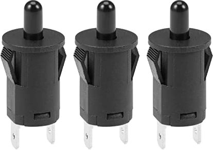 Rebower Puerta Luz Interruptor PB35 Momentáneo Normalmente Cerrado Reemplazo Interruptor, [para Refrigerador o Congelador Aplicaciones Iluminación] - AC 250V 3A / Negro / 3uds