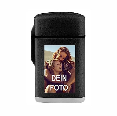 4you Design Sturmfeuerzeug Jetflamme Dein Foto, personalisiertes Feuerzeug, Individuelle Foto-Idee für Männer & Frauen, Geschenkidee Valentinstag, Weihnachten, Geburtstag, Nachfüllbar, Sturmtauglich