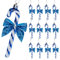 12 Pcs Candy Cane Christmas Decorations,5.5inch Glitter Candy Cane Bows for Xmas Tree Hanging Ornament Holiday Festival Party Home Decoration (Blue)
