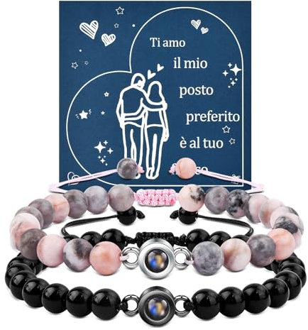 YELUWA Ich Liebe Dich 100 Sprachen Armbänder Paare Geschenke, Paare Armbänder Fernbeziehung Ihr Armband Valentinstag Süßesten Weihnachten Paare Geschenke Für Ihn Ihr Freund Freundin Männer Frauen IT