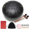 CAHAYA Steel Tongue Drum 6 Zoll 11 Töne: Zungentrommel Schlagzeug Anfänger, Handpan mit Notenbuch, Trommelstöcken, Steel Pan Töne Drum Schlaginstrument für Meditation Yoga, Schwarz CY0359
