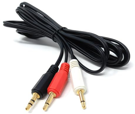 DRUT 2m 3.5mm Stereo Jack to 2 x 3.5mm Mono Jack Plugs OFC Audio AUX Splitter Cable Lead 6.5ft Black Gold Connectors