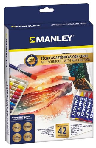 Manley set ténicas artísticas con ceras 24 piezas | Ideal para artistas principiantes | Ceras Acuarelables | Ceras Manley| Set para desarollar tu creatividad
