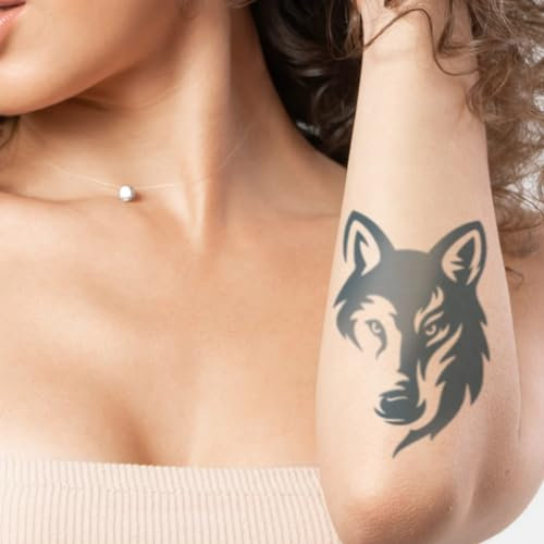 Wolf modern - Forever Never® | Temporäre Tattoos für Erwachsene - Hält bis zu 2 Wochen | vegan, wasserfest, EU-zertifiziert