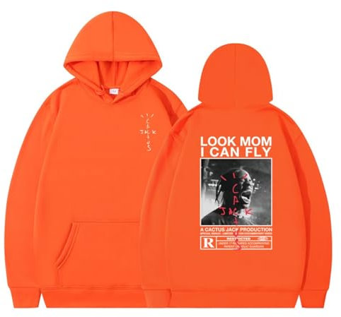 EVERLUCK Travis Hiphop Sweat à capuche pour homme avec inscription « Mom I Can Fly Scott » pour fans de rap, Jack Hiphop 20, L