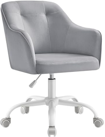 SONGMICS Homeoffice Stuhl, Drehstuhl, Schreibtischstuhl, höhenverstellbar, bis 110 kg belastbar, Samt, für Arbeitszimmer, Schlafzimmer, Taubengrau OBG019G03