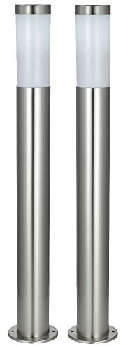 2er Set Außen Standleuchten Edelstahl Stehlampe Garten Wegelampe Außenlampe, 1x E27, Durchmesser x Höhe 12,7x110cm, Garten Außenanlagen