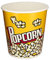 Tradineur - Cubo de Palomitas Redondo, plástico, Recipiente Reutilizable para Cine en casa, Fiestas, Celebraciones (Amarillo - 18 x 18 cm)