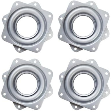 4 Inch Lazy Susan Hardware Square Metal 360˚ Turntable Bearings, Silver 300lbs Capacity Steel Ball Bearing Rotating Serving Tray Plate for Kitchen Cabinet, Craft Project, Monitor(4 Pack)