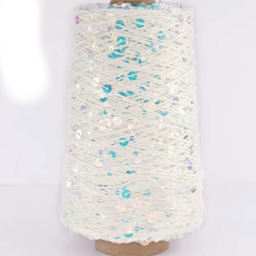 VIXDA 500 g Baumwollgarn, 6 mm + 3 mm, Farbe, spezielles Paillettengarn, DIY-Kleidungsstück, Stoffpuppe, Strickgarn, großer Paillettenfaden