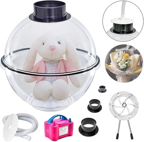 RCJCQSR Balloon Stuffing Machine, Balloon Expander Stuffer Balloons Filling Machine with Electric Balloon Pump and Tool Kit for Valentine Gift Balloon Rose Teddy Bears Bouquet Wedding Birthday Decor