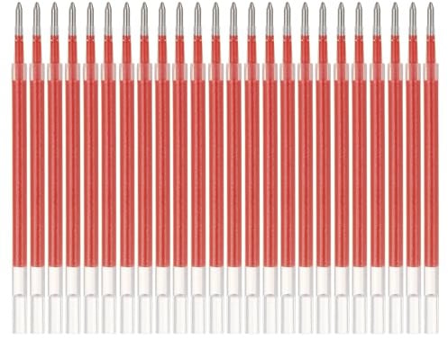 PATIKIL Gelstift-Nachfüllungen, 24 Stück 0,8 mm mittlere Spitze Glitzer-Farb-Gel-Tintenstift-Nachfüllungen für einziehbare Klickstifte zum Schreiben, Zeichnen, Kritzeln im Büro, Rot