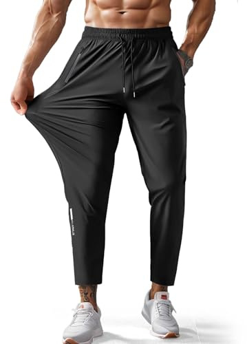Hidkat Pantalon de randonnée pour homme - Séchage rapide - Léger - Pantalon de pêche en plein air - Résistant à l'eau - Poches à fermeture éclair, noir, Taille XL