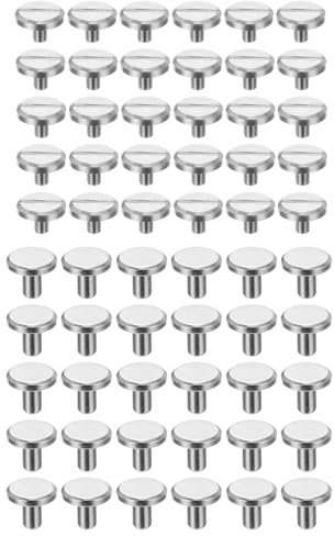 Tiardey 30 Set Chicago Screws Slotted Binding Bolts Rivets M4 10mm Flat Head Bevel Nuts With Slotted Male Pin Screws For Belts Scrapbook Albums Silver