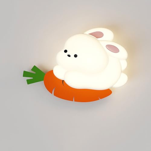 LLXDFUU Apliques De Pared Para Dormitorios Niñas Lindo Conejo Apliques De Pared Para Guardería Lindo Animal Blanco Pantalla De Dibujos Animados Aplique De Pared Lámpara LED De 3 Colores Y 10 W Para Ni