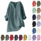 Musselin Bluse Damen Elegant Longbluse Oversized Leinen-Longshirt Große Größen 3/4 Arm Leinenbluse Lang Festliche Blusen Vintage Blusenshirt Mittelalter Tuniken Damenblusen Sommer Oberteile Top
