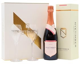 Nyetimber - Champagne Flutes Gift Box & Rosé English - Sparkling Wine 75cl 12% ABV