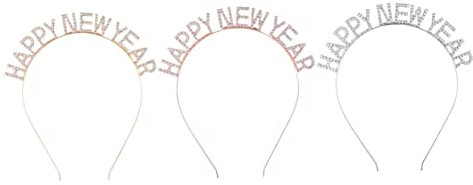 WOONEKY 3stücke Teiliges Happy Year Stirnband Mit Wasserfeste Haaraccessoires Für Mädchen Für Partys Und Feiern Roségold