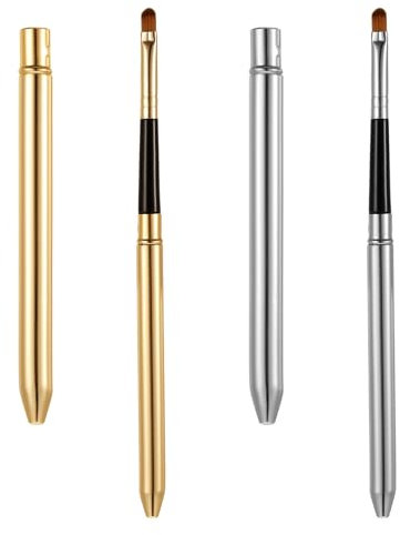 2 Stück Doppelendiger Lippenpinsel lippenstift pinsel Lip Liner Konturpinsel Einziehbare Lippen Makeup Pinsel lippenbürste Lippenstift Applikator für Lippenapplikator Concealer Werkzeug Silber Gold