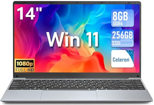 FUNYET Ordinateur Portable 14,1, PC Portable 8Go RAM, 256Go SSD, Celeron N5095 Processeur Win11 (jusqu'à 2,9 GHz) IPS FHD 1920 x 1080, USB, HDMI, Bluetooth, Rotation 180°, WiFi 5